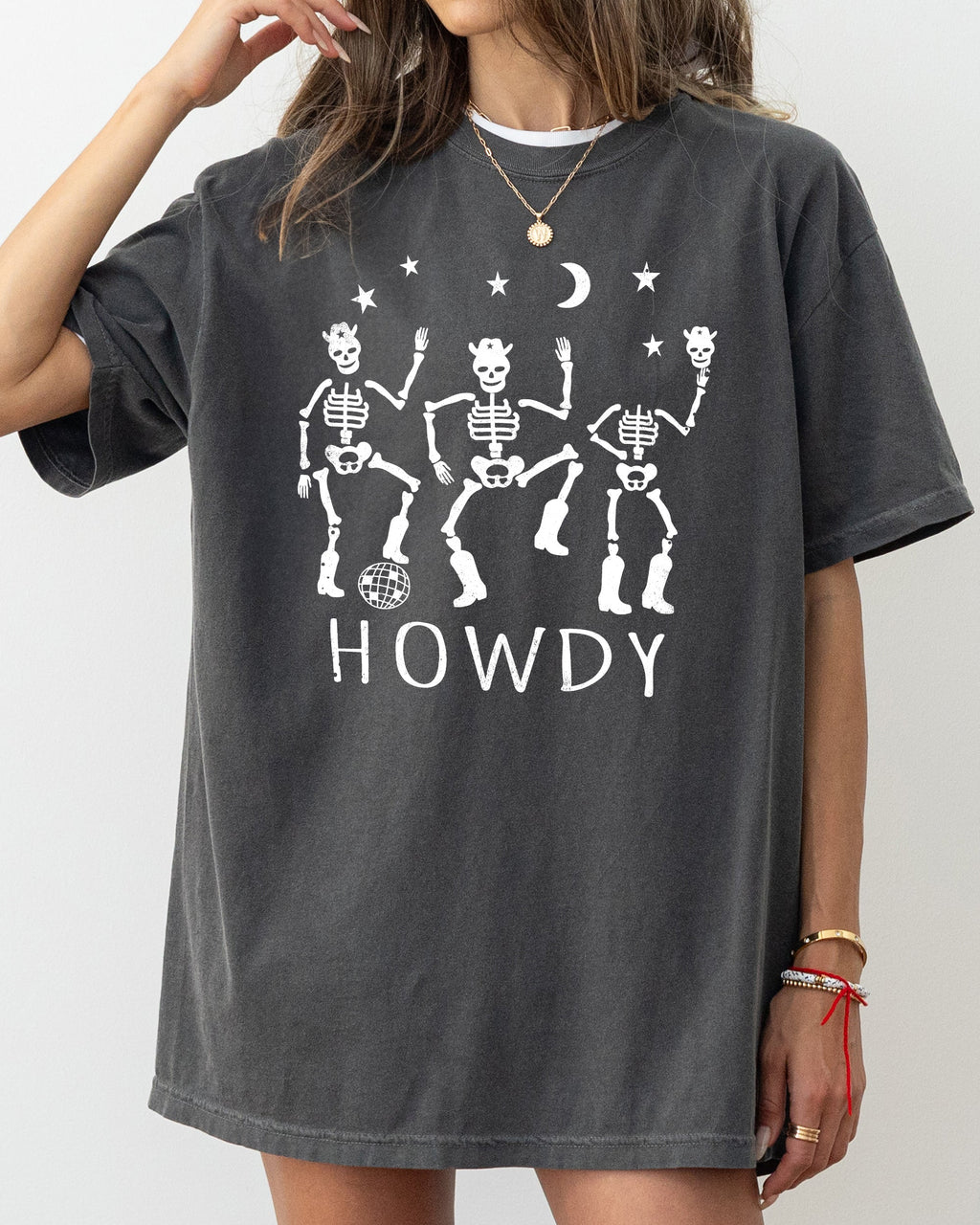 Dancing Skeletons Howdy Spooky Ghost Witch Skull Meme Halloween Costume Comfort Colors Tee