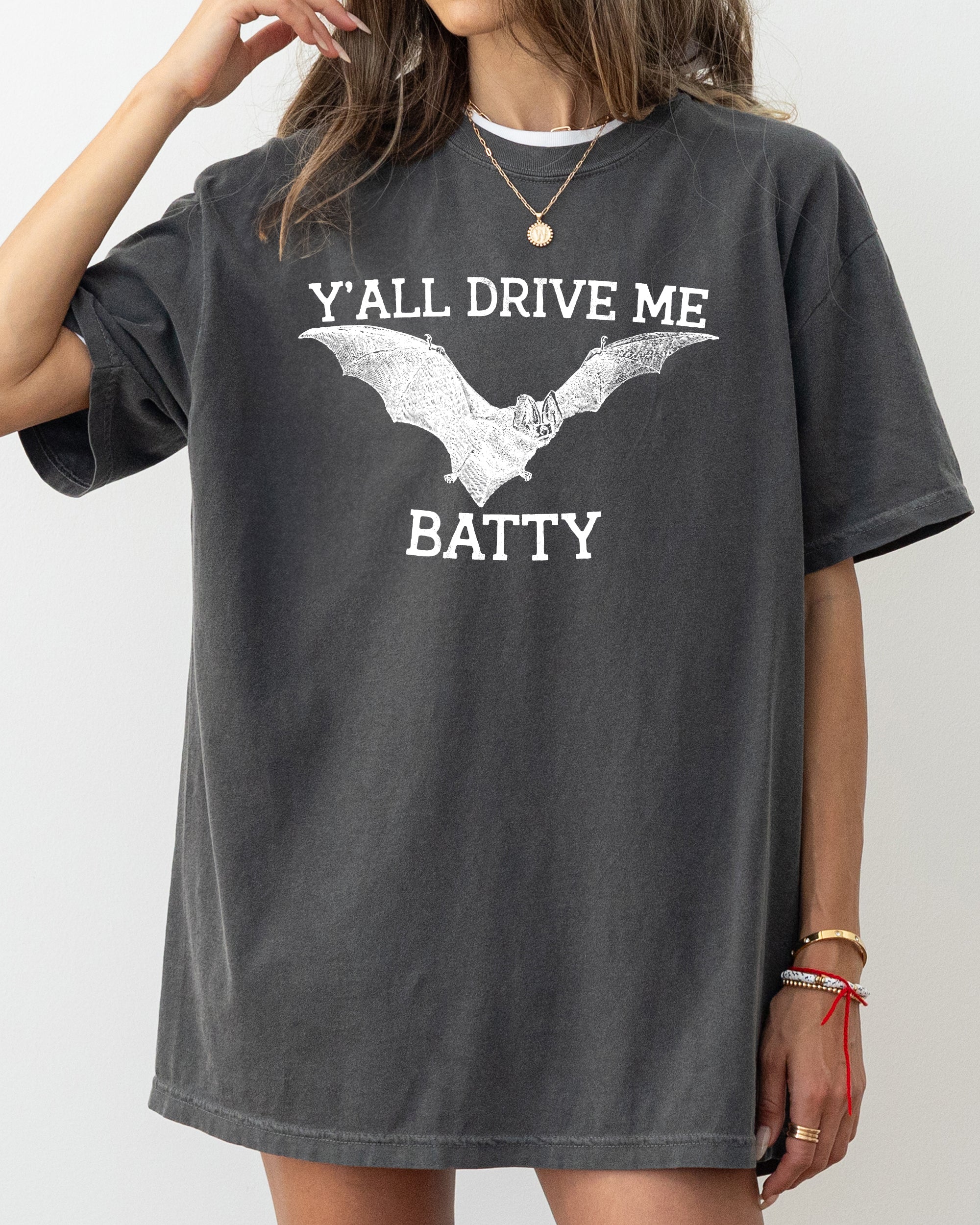 Y'All Drive Me Batty Spooky Bat Ghost Witch Skull Costume Halloween Night Comfort Colors Tee