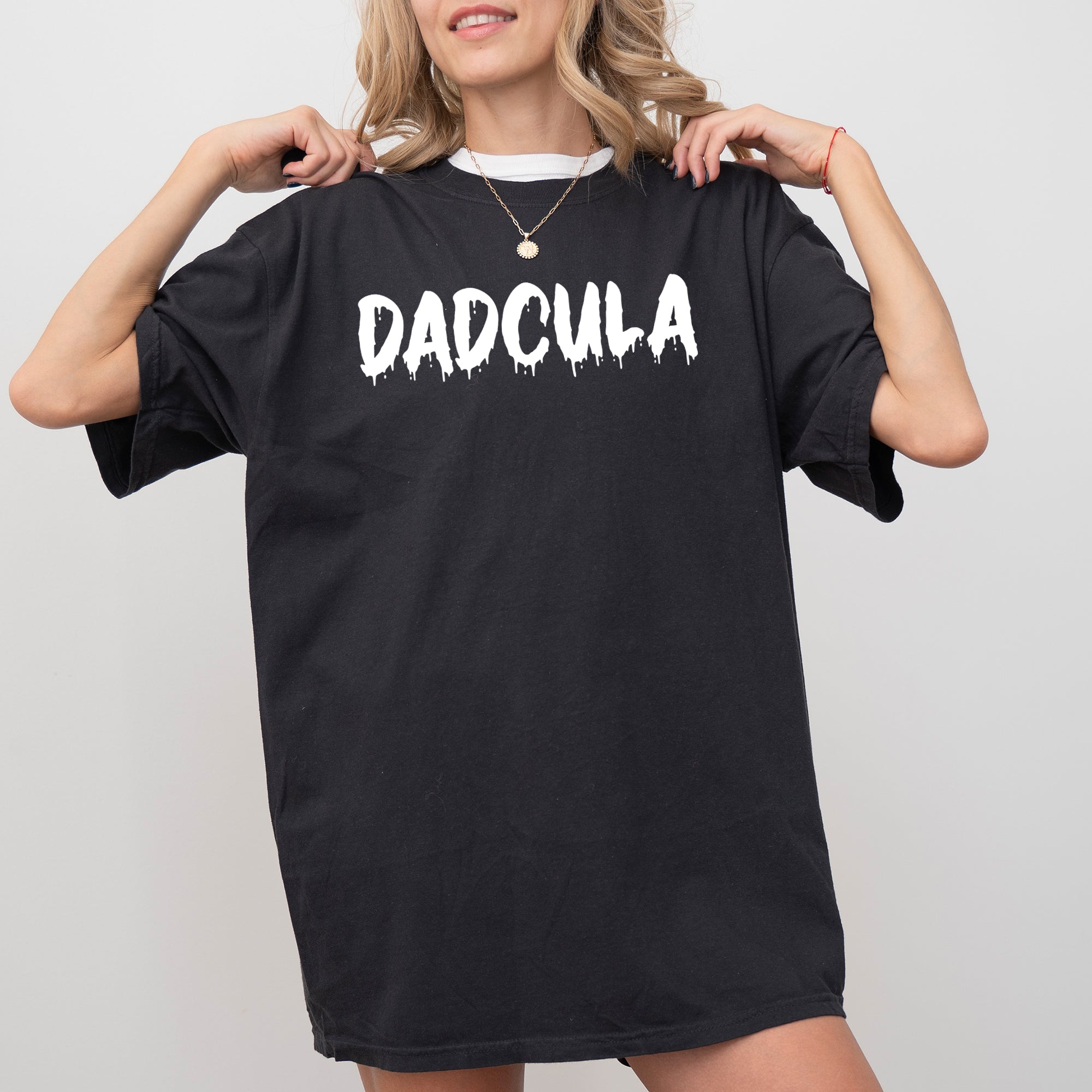 Dadcula Spooky Bat Ghost Witch Skull Halloween Meme Design Iconic Comfort Colors Tee