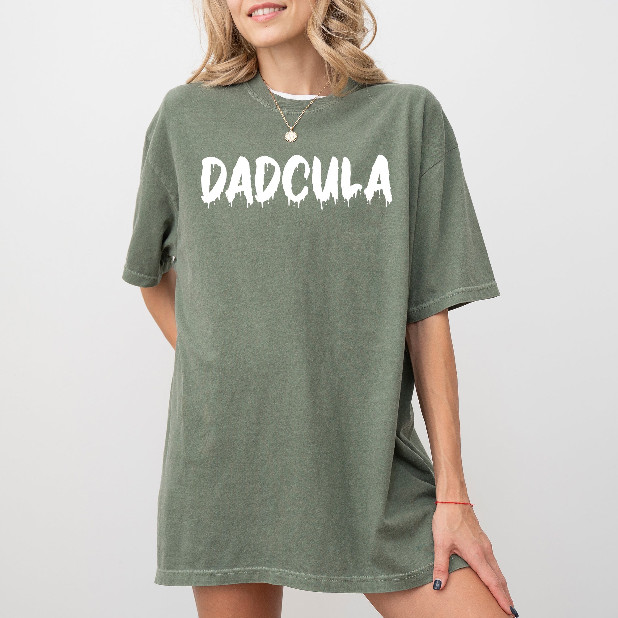Dadcula Spooky Bat Ghost Witch Skull Halloween Meme Design Iconic Comfort Colors Tee
