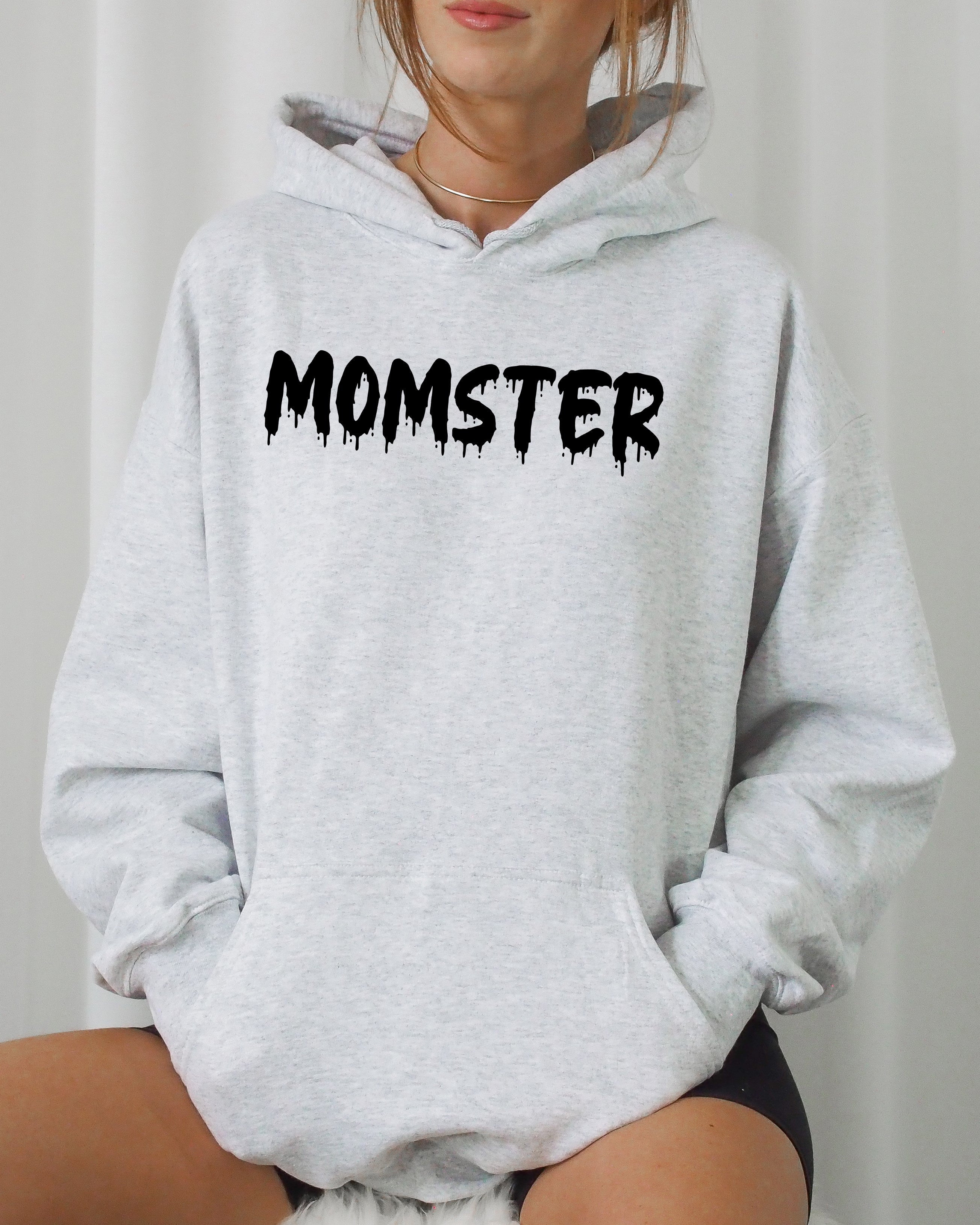 Momster Skeleton Ghost Witch Skull Halloween Meme Costume Graphic Hooded Sweatshirt