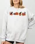 Vintage Halloween Pumpkin Skeleton Witch Skull Spooky Meme Graphic Art Sweatshirt
