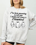 Mini Ghosts Haunted House Skeleton Witch Skull Spooky Halloween Meme Costume Sweatshirt