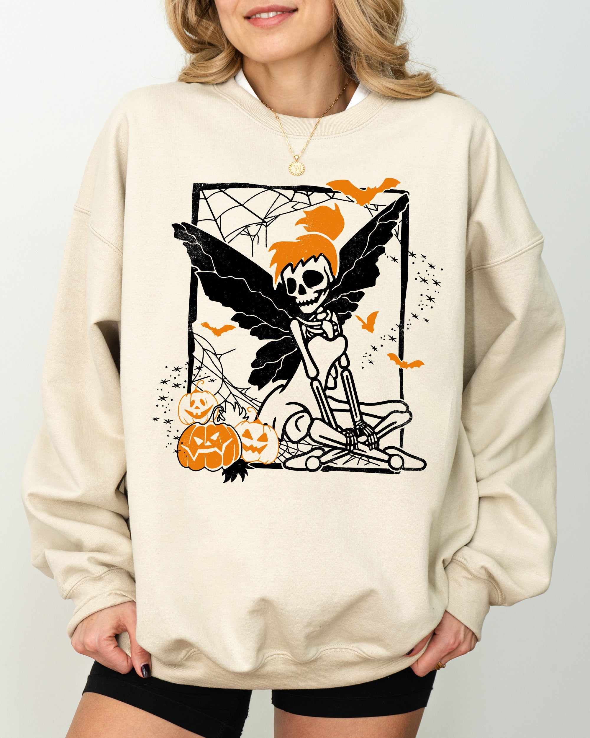Fairy Skeleton Ghost Skull Spooky Aesthetic Meme Halloween Costume Graphic Sweatshirt
