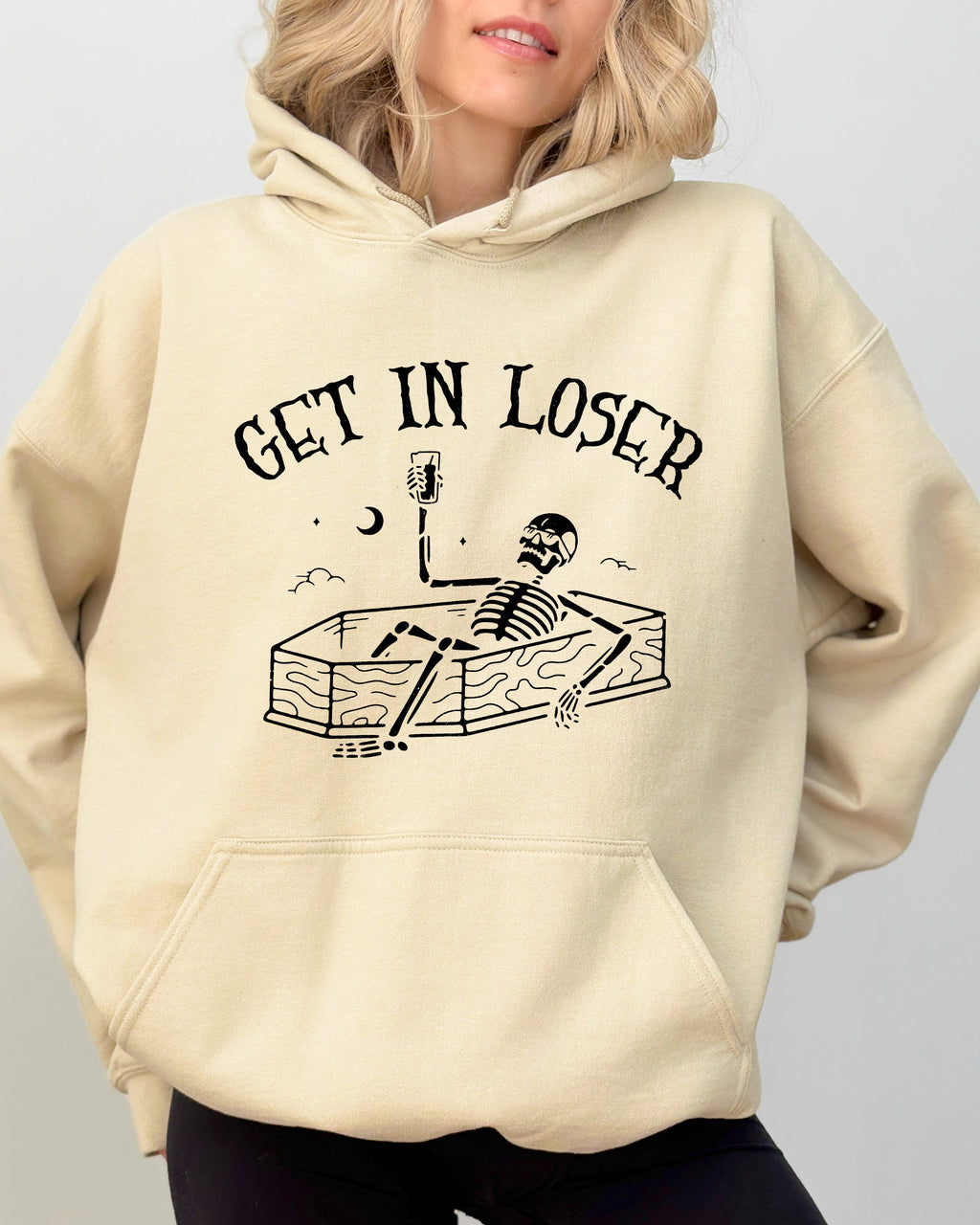 Get In Loser Skeleton Witch Ghost Skull Spooky Aesthetic Meme Halloween Costume Hoodie