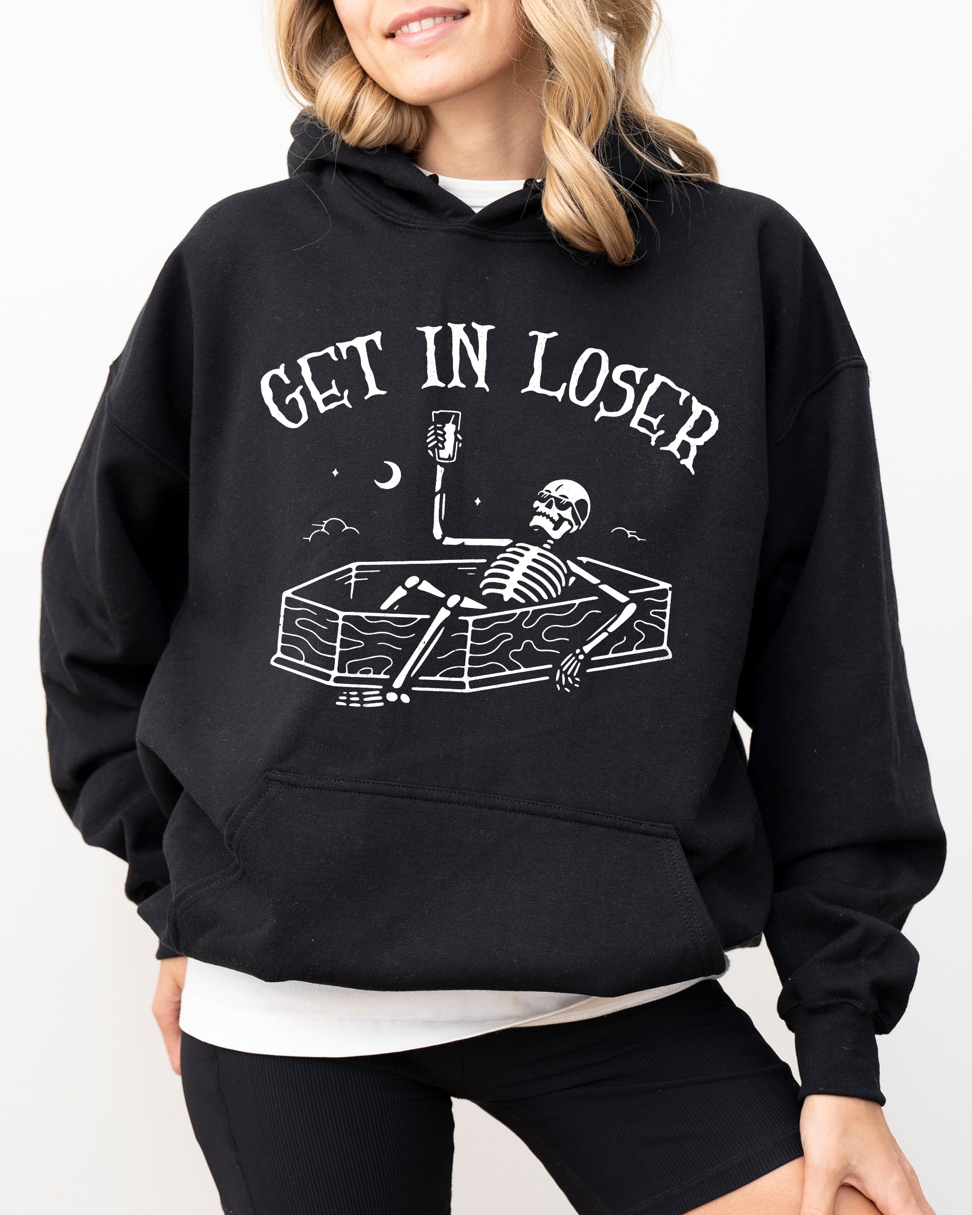 Get In Loser Skeleton Witch Ghost Skull Spooky Aesthetic Meme Halloween Costume Hoodie
