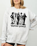Squad Goals Skeleton Ghost Witch Skull Spooky Meme Halloween Costume Crew Sweatshirt