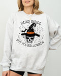 Dead Inside Skeleton Ghost Western Witch Skull Halloween Costume Graphic Sweatshirt