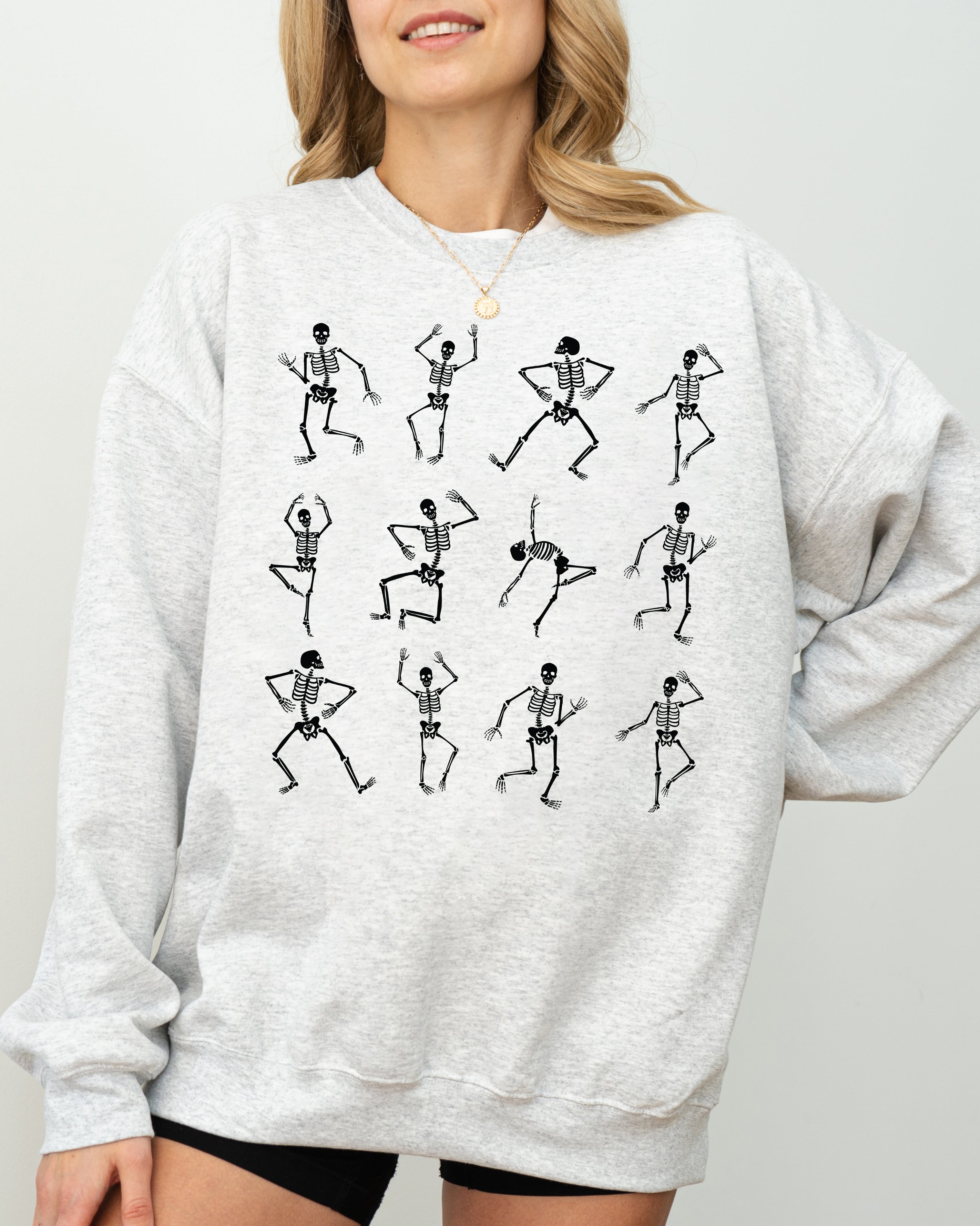 Mini Dancing Skeletons Ghost Western Witch Skull Halloween Costume Parade Night Sweatshirt