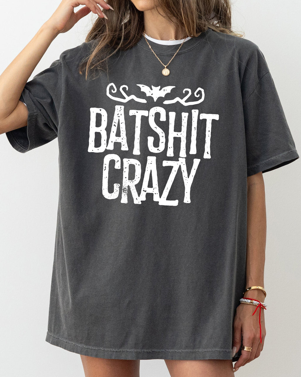 Batshit Crazy Skeletons Ghost Western Witch Skull Meme Halloween Comfort Colors Tee