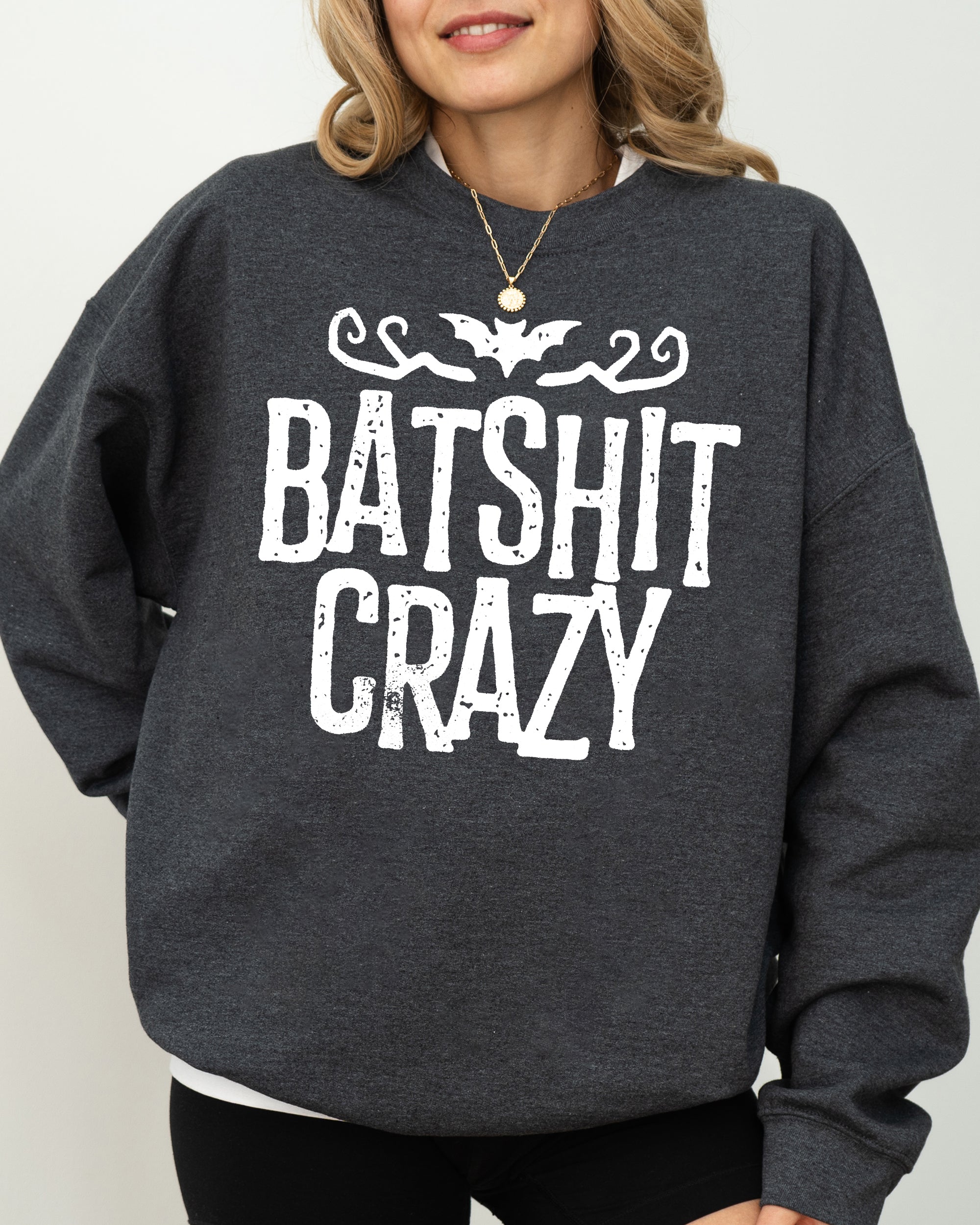 Batshit Crazy Skeletons Ghost Western Witch Skull Aesthetic Meme Halloween Costume Sweatshirt