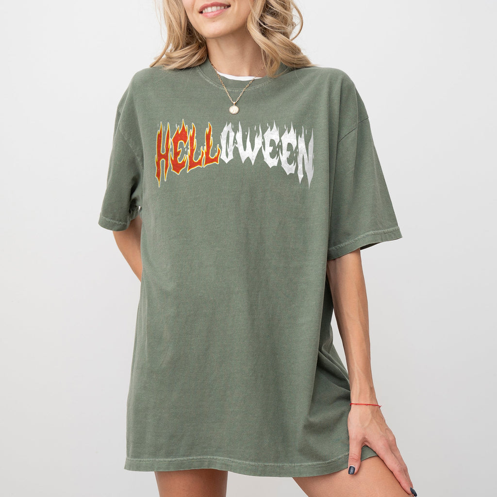 Helloween Skeleton Ghost Western Witch Skull Meme Halloween Costume Comfort Colors Tee