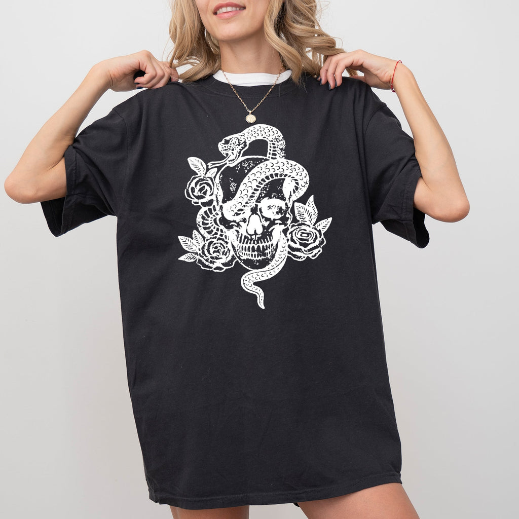 Skull Roses Snake Skeleton Ghost Western Witch Meme Halloween Costume Comfort Colors Tee