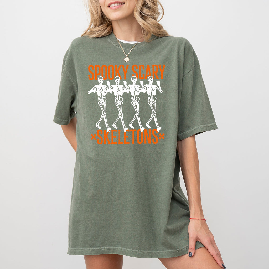 Spooky Scary Skeleton Skull Ghost Western Witch Aesthetic Halloween Costume Comfort Colors Tee