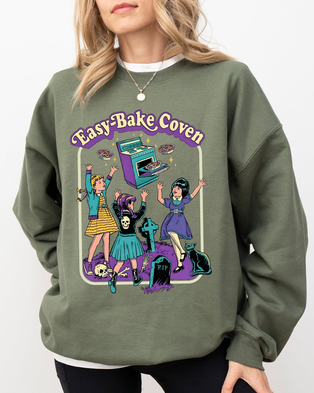Easy-Bake Coven Retro Ghost Spooky Skeleton Witch Aesthetic Meme Halloween Costume Sweatshirt
