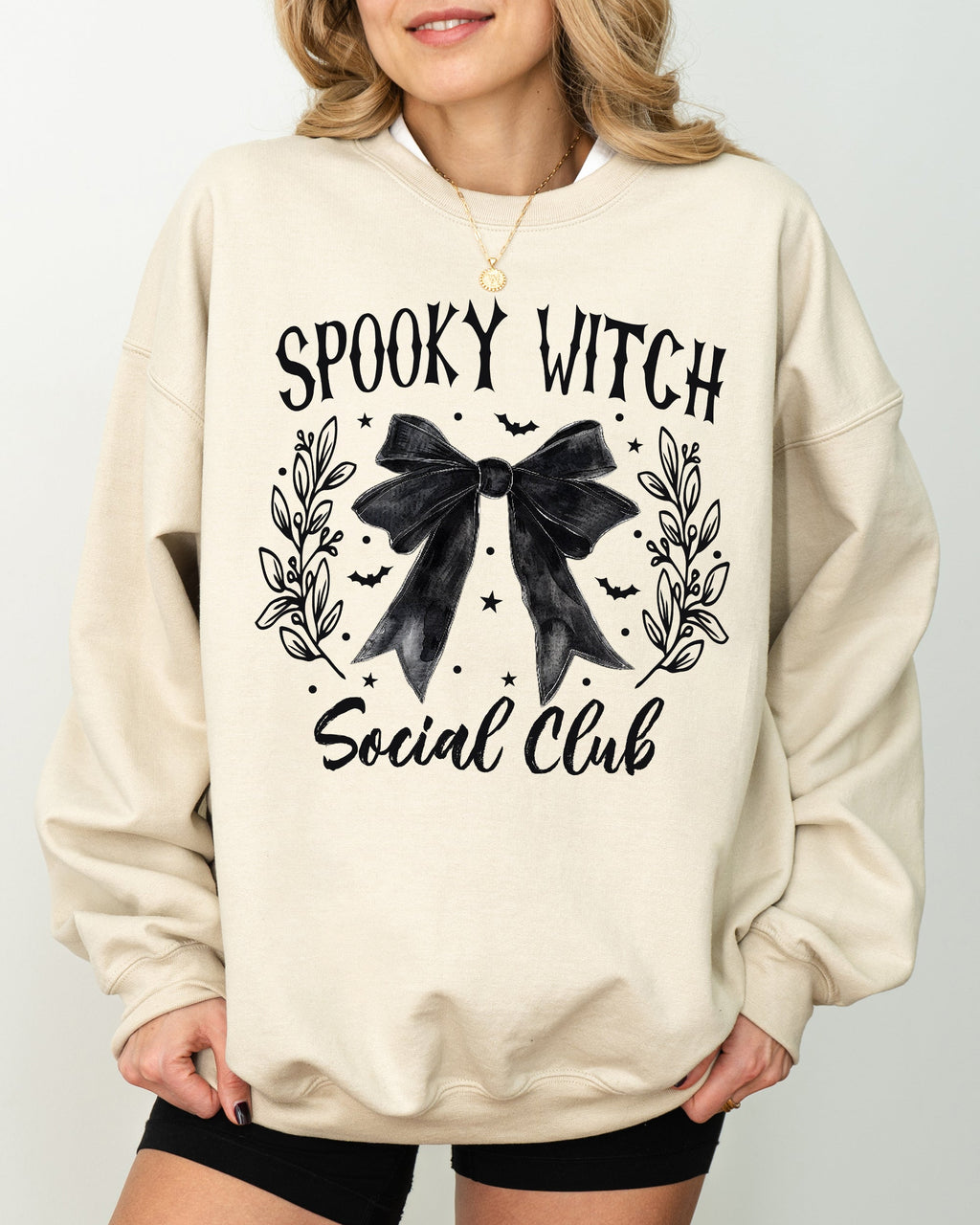 Spooky Witch Social Club Ghost Spooky Scary Skeleton Skull Western Witch Halloween Sweatshirt