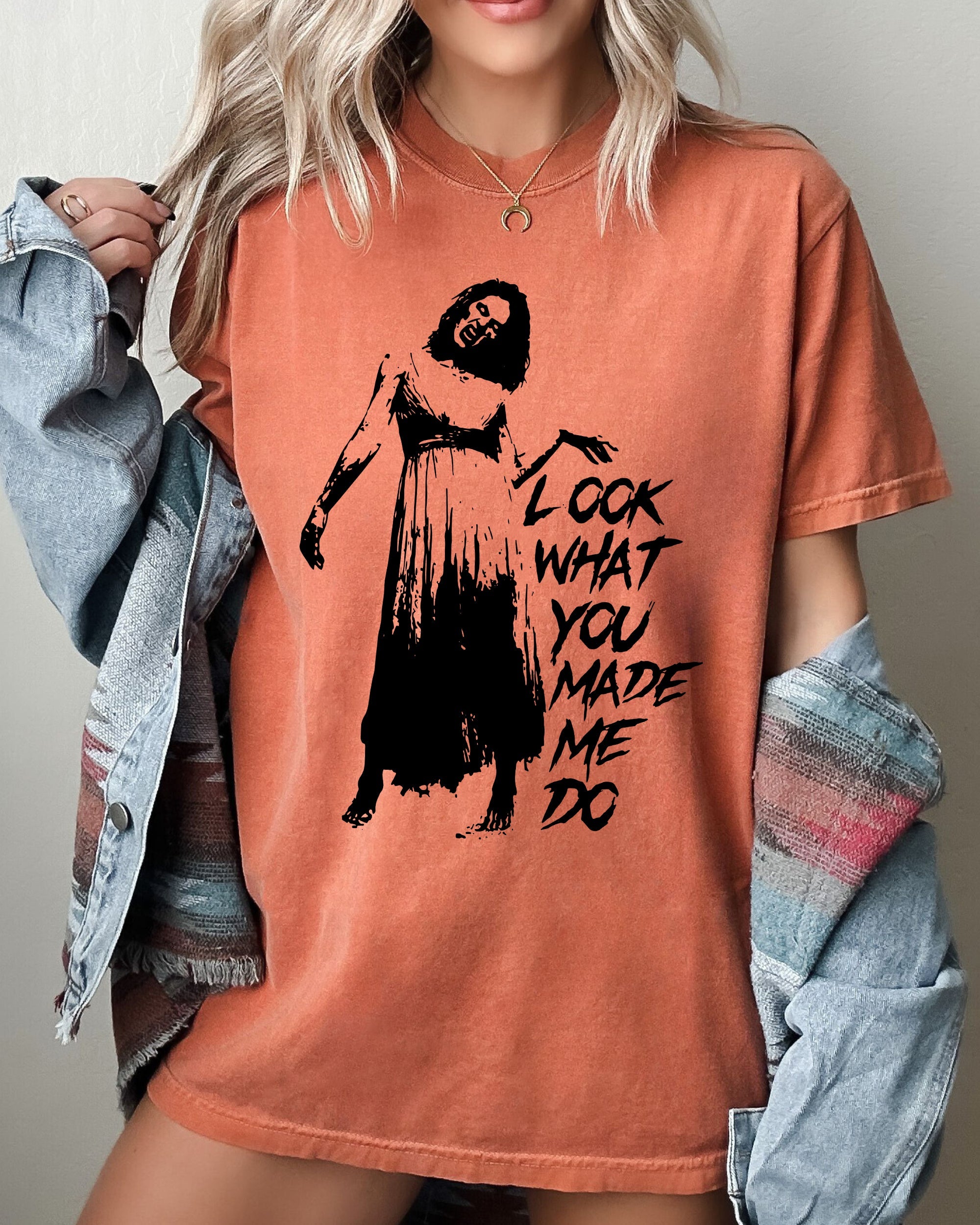 Look What You Made Me Do Skeleton Ghost Spooky Halloween Witch Meme Comfort Colors Tee