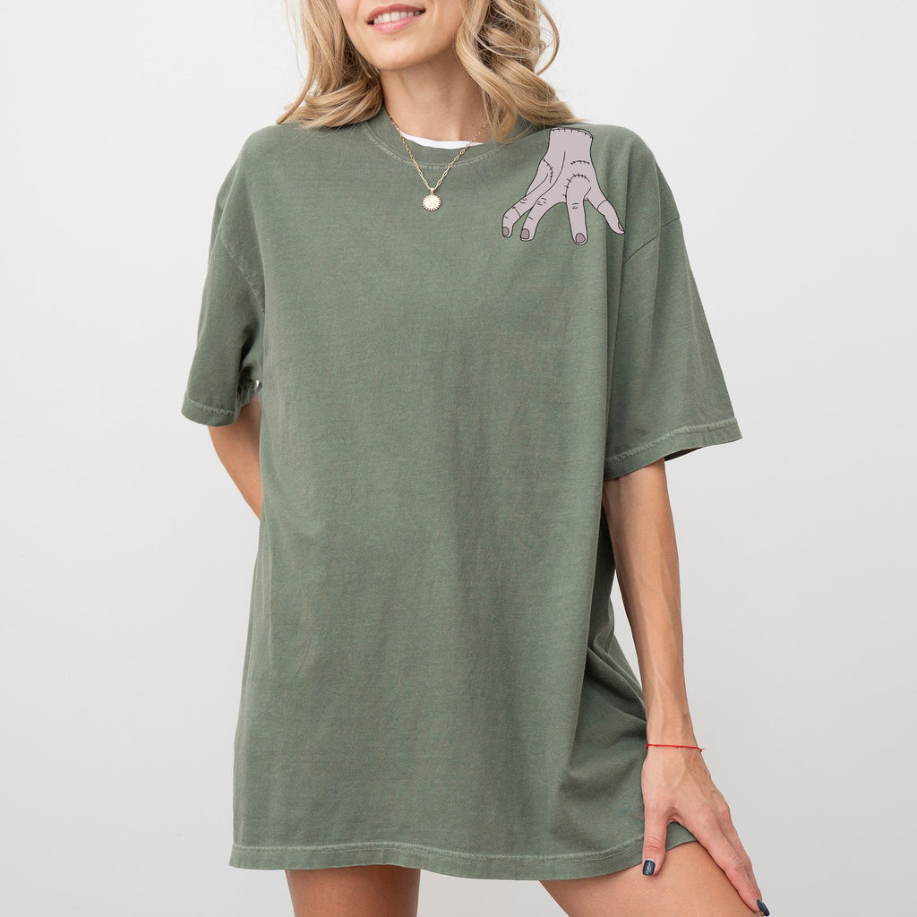 The Addams Hand Neck Skeleton Ghost Spooky Scary Skull Western Witch Aesthetic Meme Halloween Costume Comfort Colors Tee