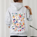 Flower Field Whimsical Colorful Floral Garden Scene Illustration Artwork Print Collection Hoodie