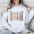 Falling Leaves, Botanical Stripes Autumn Foliage Pattern With Soft Fleece Hoodie