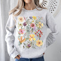 Mountain Meadow Pressed Flowers Nature-Inspired Botanical Print With Vintage Rustic Charm Sweatshirt