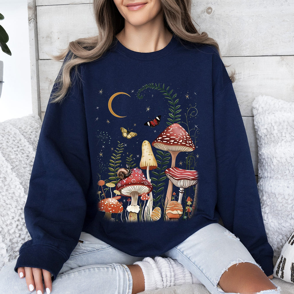 Mystical Mushroom Forest Moonlit Glade Spirit Realm Edition Nature Inspired Sweatshirt