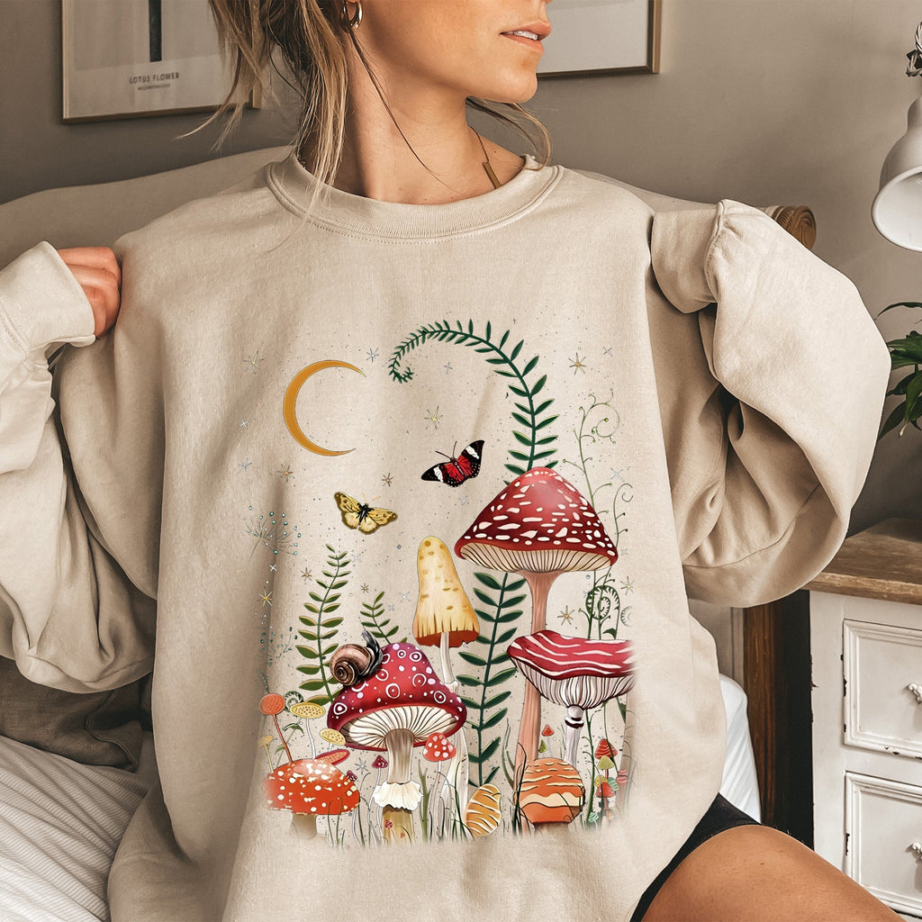 Mystical Mushroom Forest Moonlit Glade Spirit Realm Edition Nature Inspired Sweatshirt