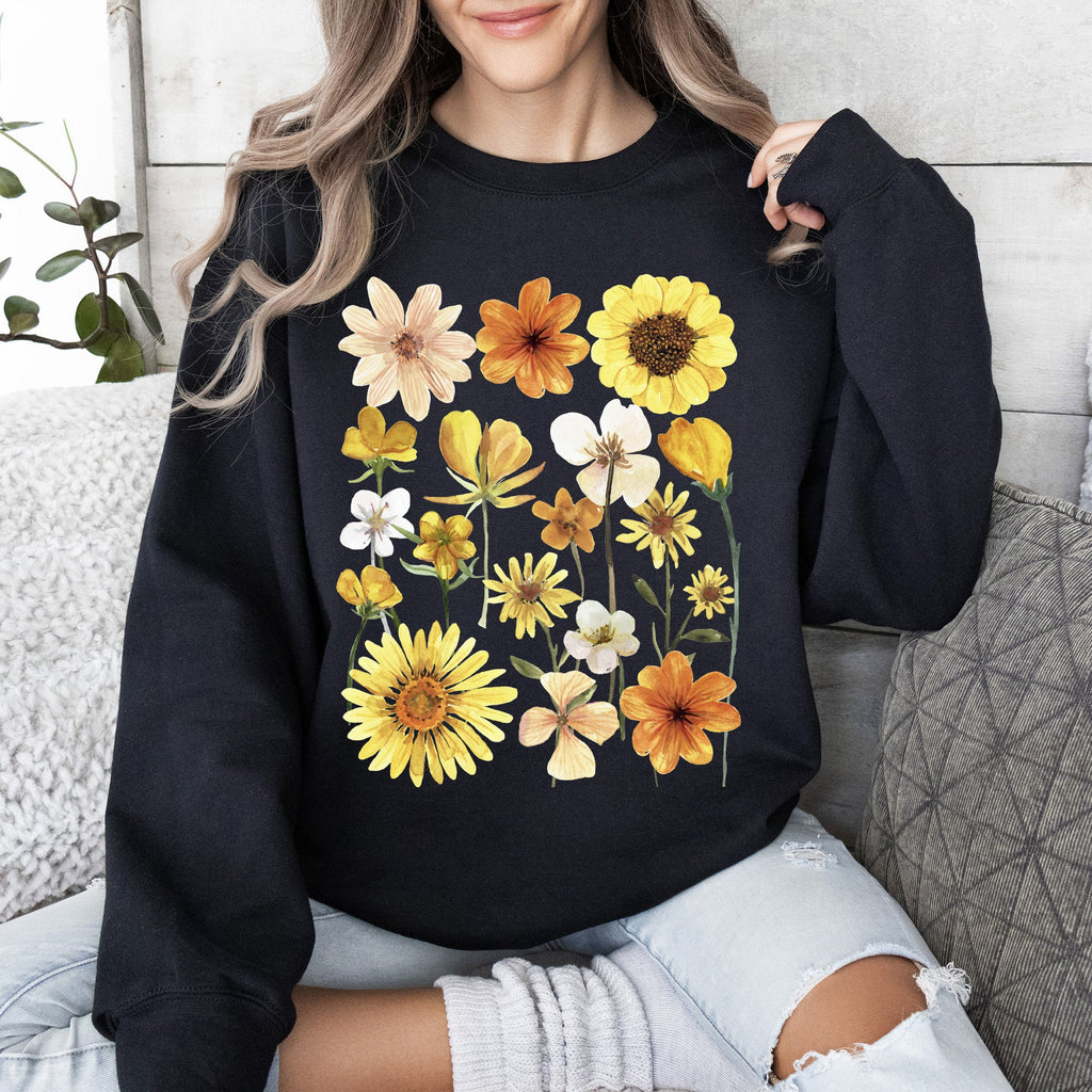 Sunflower Sunshine Radiant Field Of Golden Petals Illustration Sunlit Day Graphic Sweatshirt