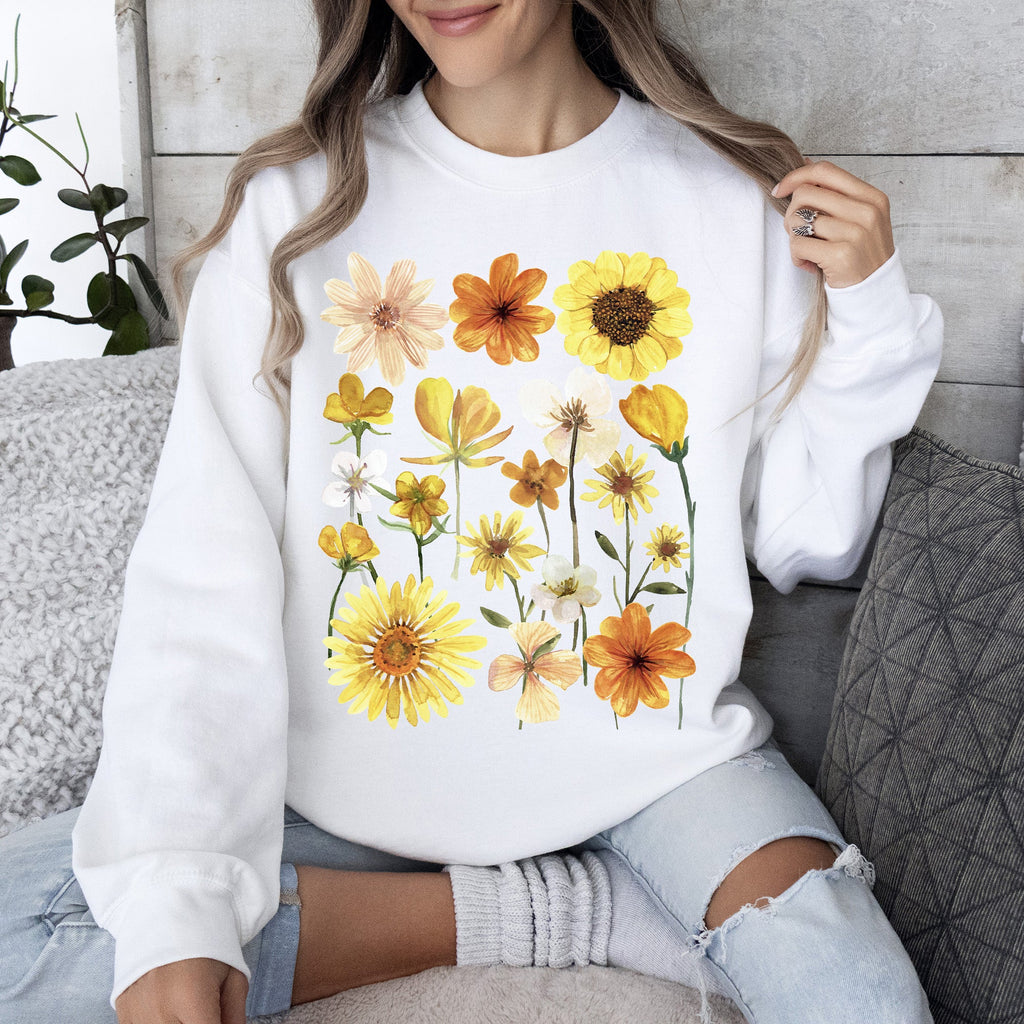 Sunflower Sunshine Radiant Field Of Golden Petals Illustration Sunlit Day Graphic Sweatshirt