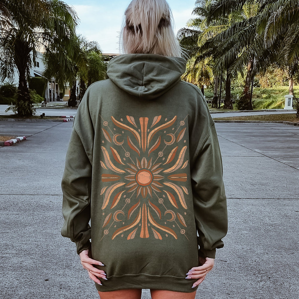 Boho Radiant Sun Graphic Hoodie