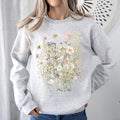 Pressed Flower Bouquet Botanical Artwork Floral Print Vintage Inspired Nature Illustration Sweatshirt