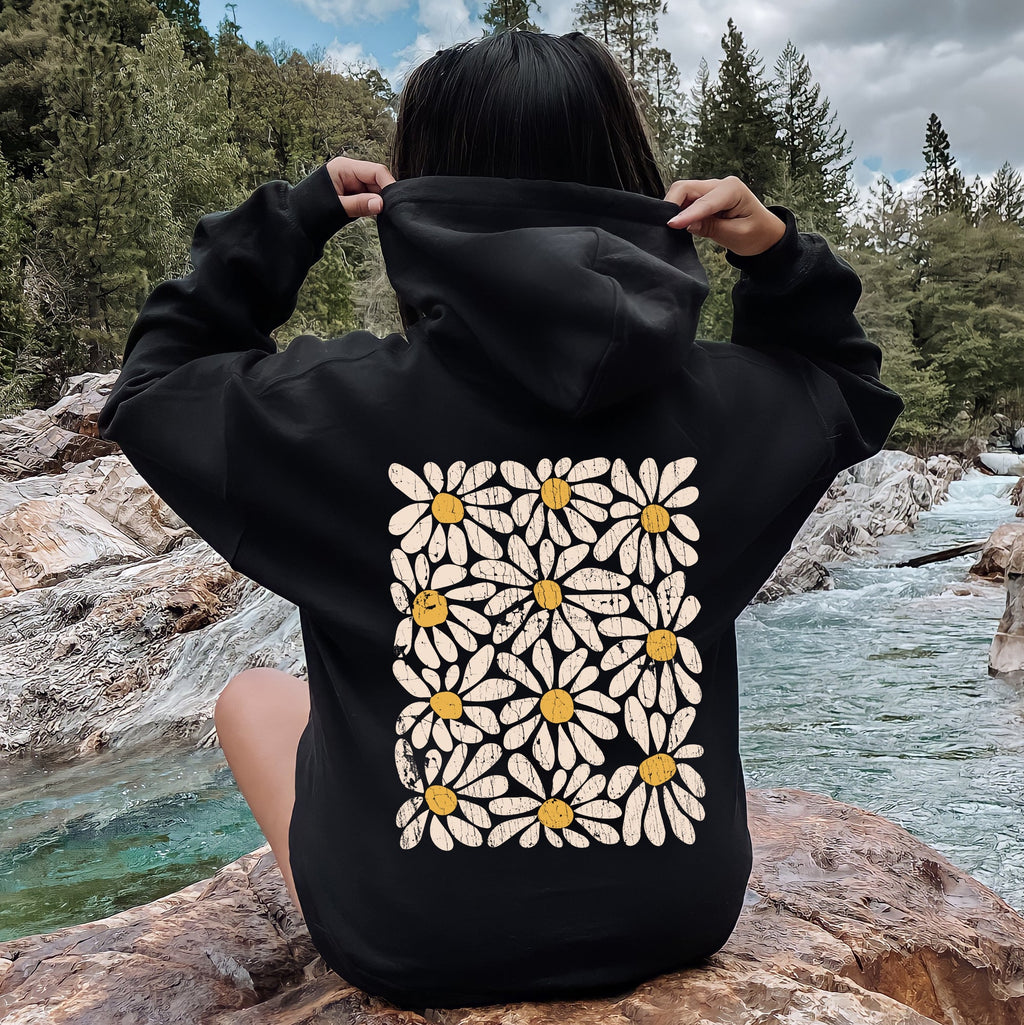 Vintage Daisies Floral Design Featuring Soft Fleece Lining And Cozy Warmth Hoodie