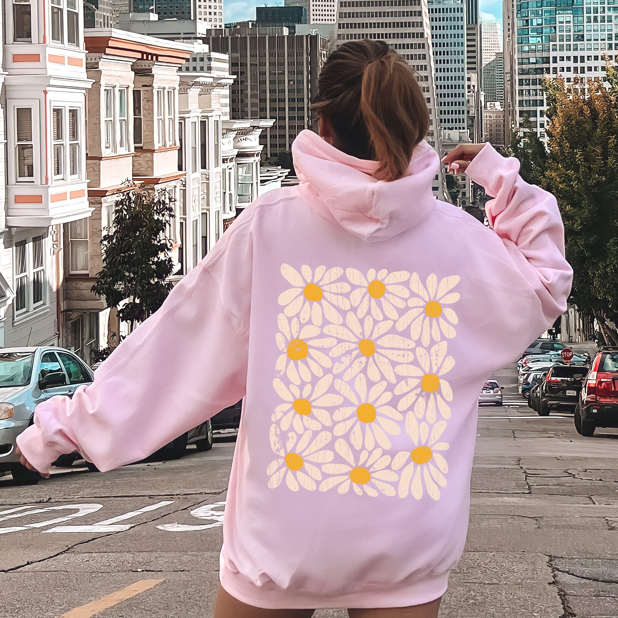 Vintage Daisies Floral Design Featuring Soft Fleece Lining And Cozy Warmth Hoodie