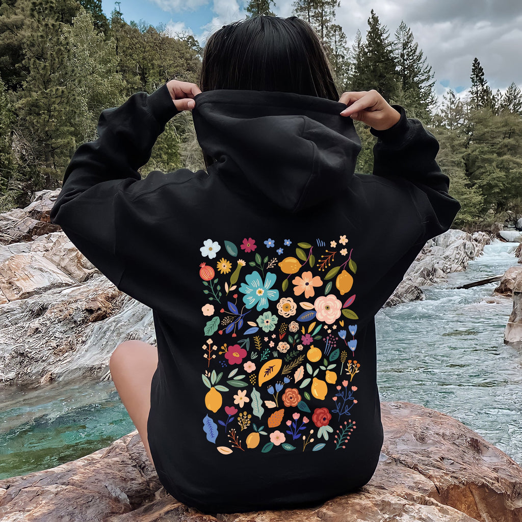 Floral Pattern Botanical Flower Wildflower Garden Print Artwork Vintage Inspired Collection Hoodie
