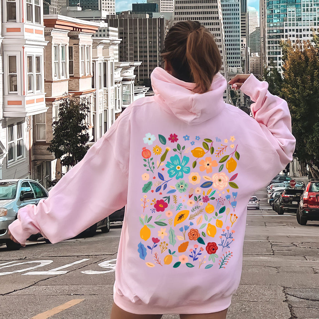 Floral Pattern Botanical Flower Wildflower Garden Print Artwork Vintage Inspired Collection Hoodie