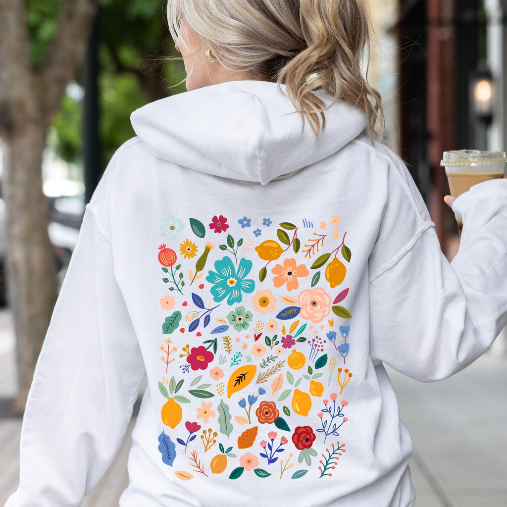 Floral Pattern Botanical Flower Wildflower Garden Print Artwork Vintage Inspired Collection Hoodie