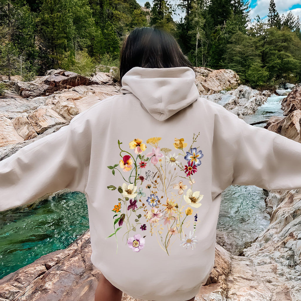 Clover Meadow Pressed Flower Modern Botanical Artwork With Delicate Petal Motif Hoodie