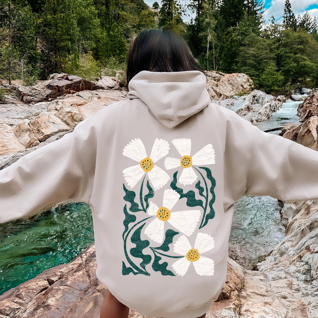 Boho Art Nouveau Flowers With Bold Ornamental Motifs And Elegant Flowing Lines Vintage Inspired Design Hoodie