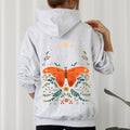 Celestial Garden Tale Moth Moon And Flowers Dreamscape Illustration Botanical Artwork Hoodie