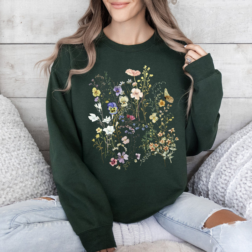 Delicate Pressed Wildflowers Sweatshirt