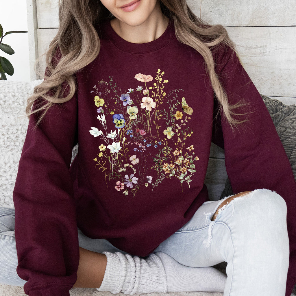 Delicate Pressed Wildflowers Sweatshirt