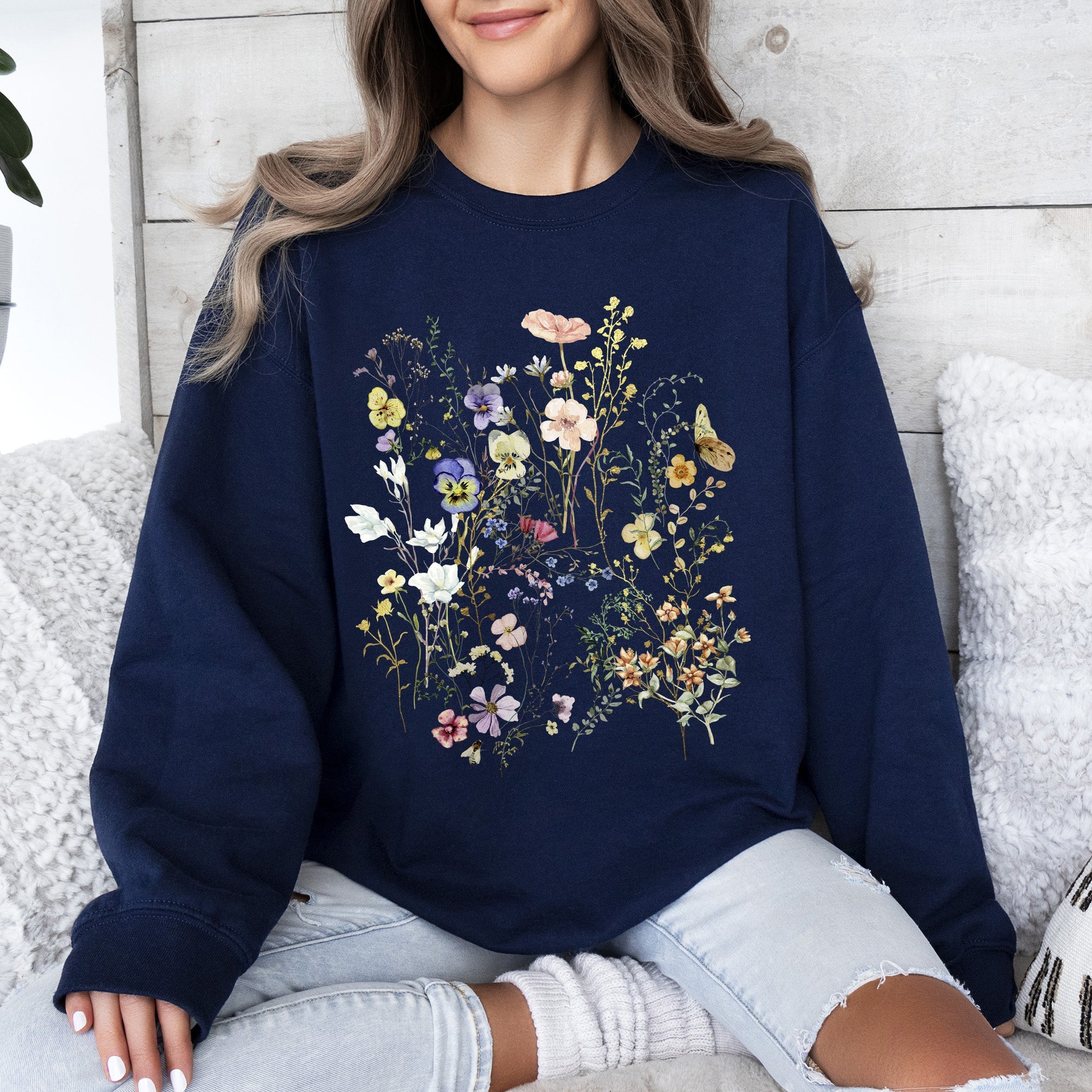 Delicate Pressed Wildflowers Sweatshirt