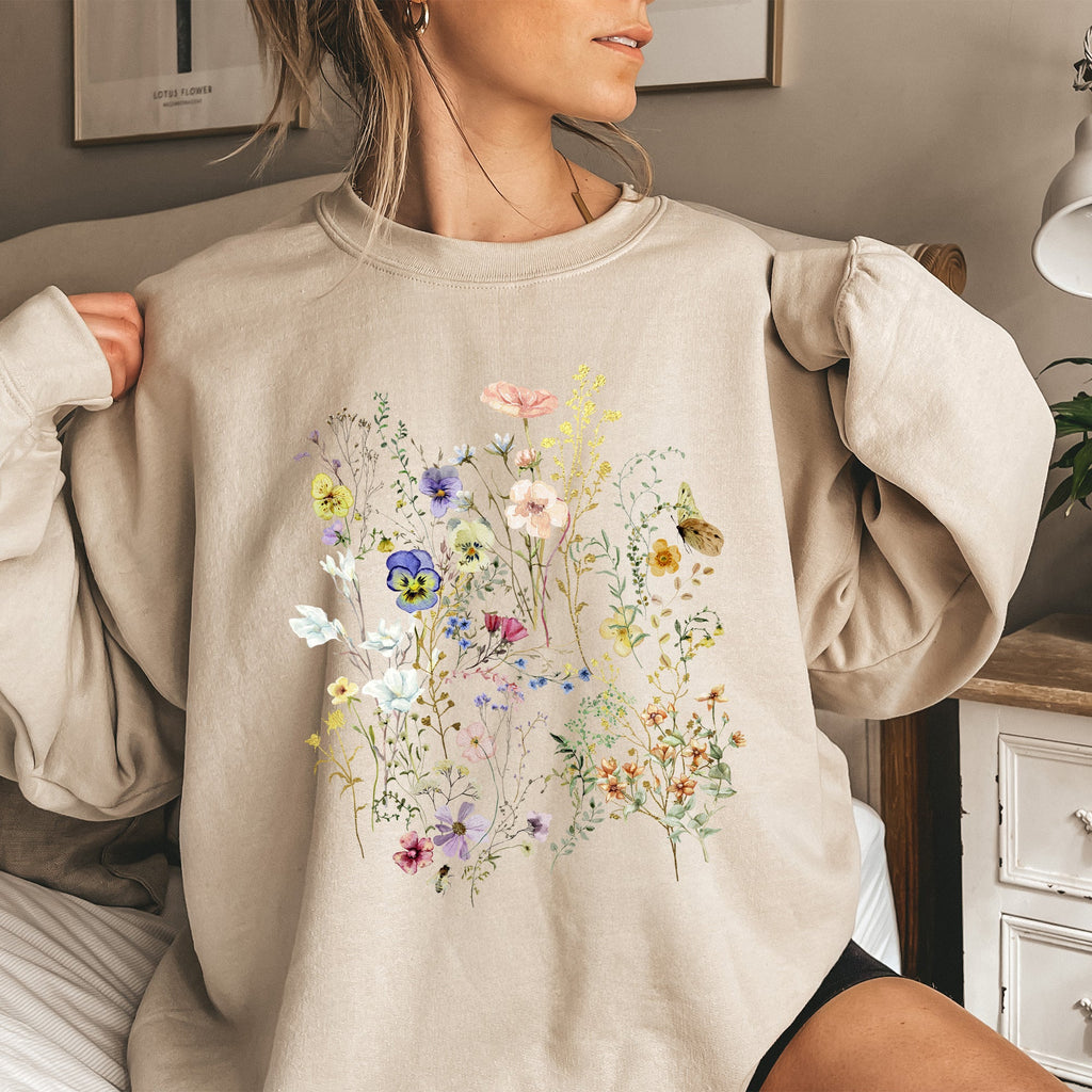 Delicate Pressed Wildflowers Sweatshirt