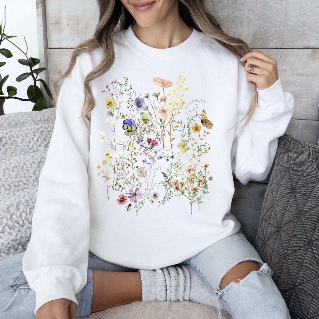 Delicate Pressed Wildflowers Sweatshirt