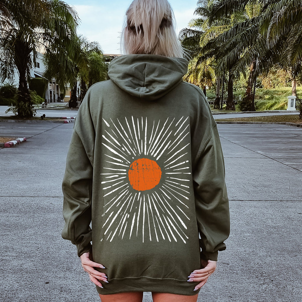 Boho Starburst Celestial Retro Night Sky Mandala With Cosmic Dreams And Vintage Glow Hoodie