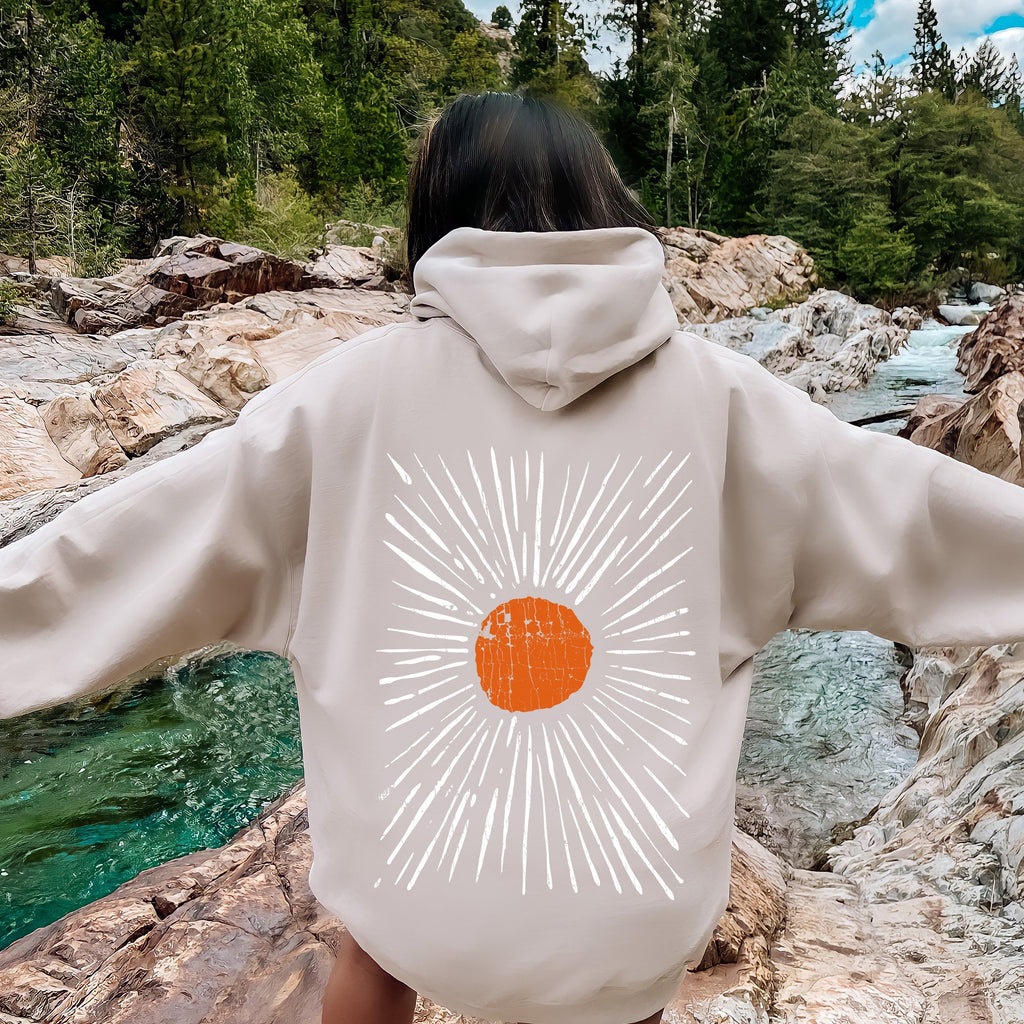 Boho Starburst Celestial Retro Night Sky Mandala With Cosmic Dreams And Vintage Glow Hoodie