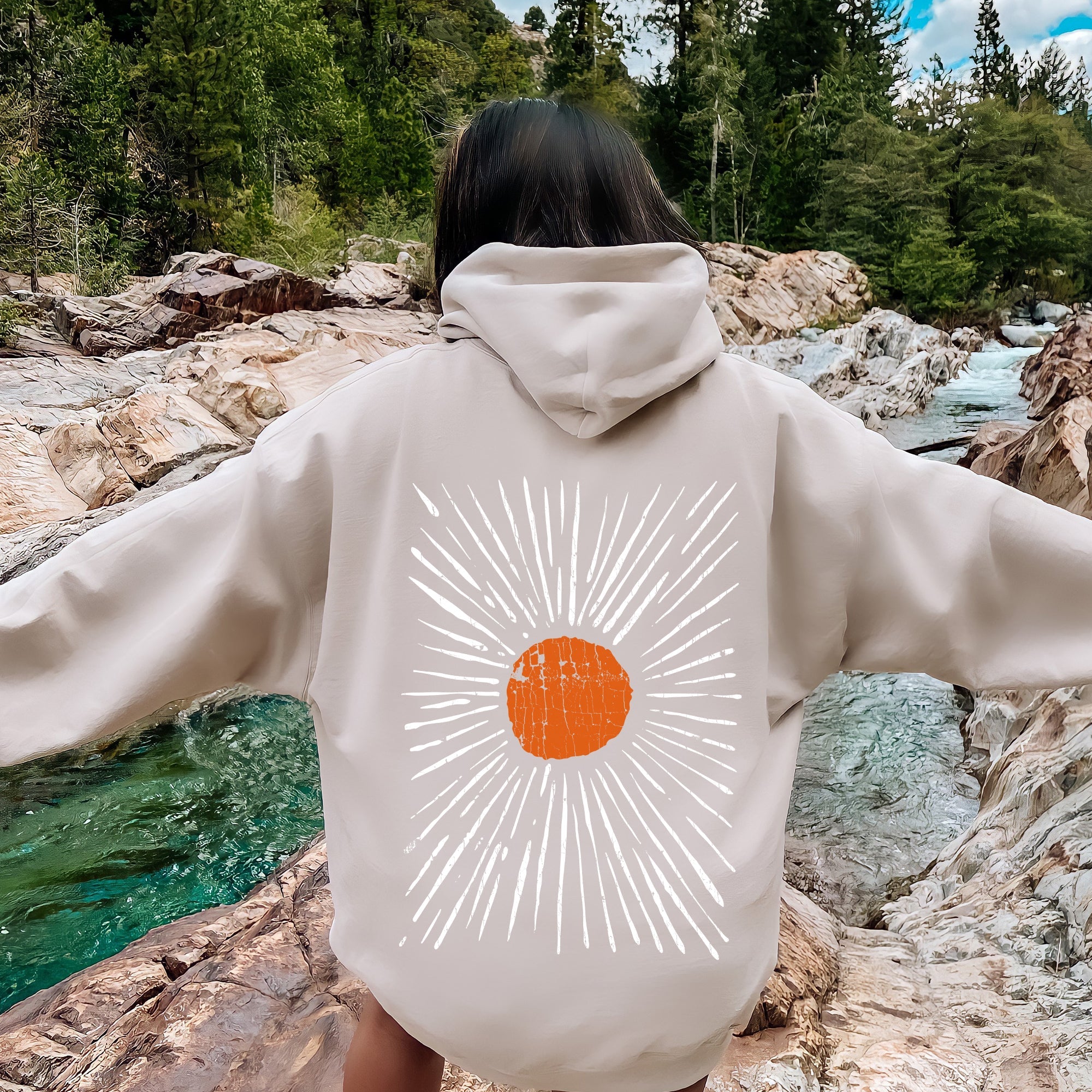 Boho Starburst Celestial Retro Night Sky Mandala With Cosmic Dreams And Vintage Glow Hoodie