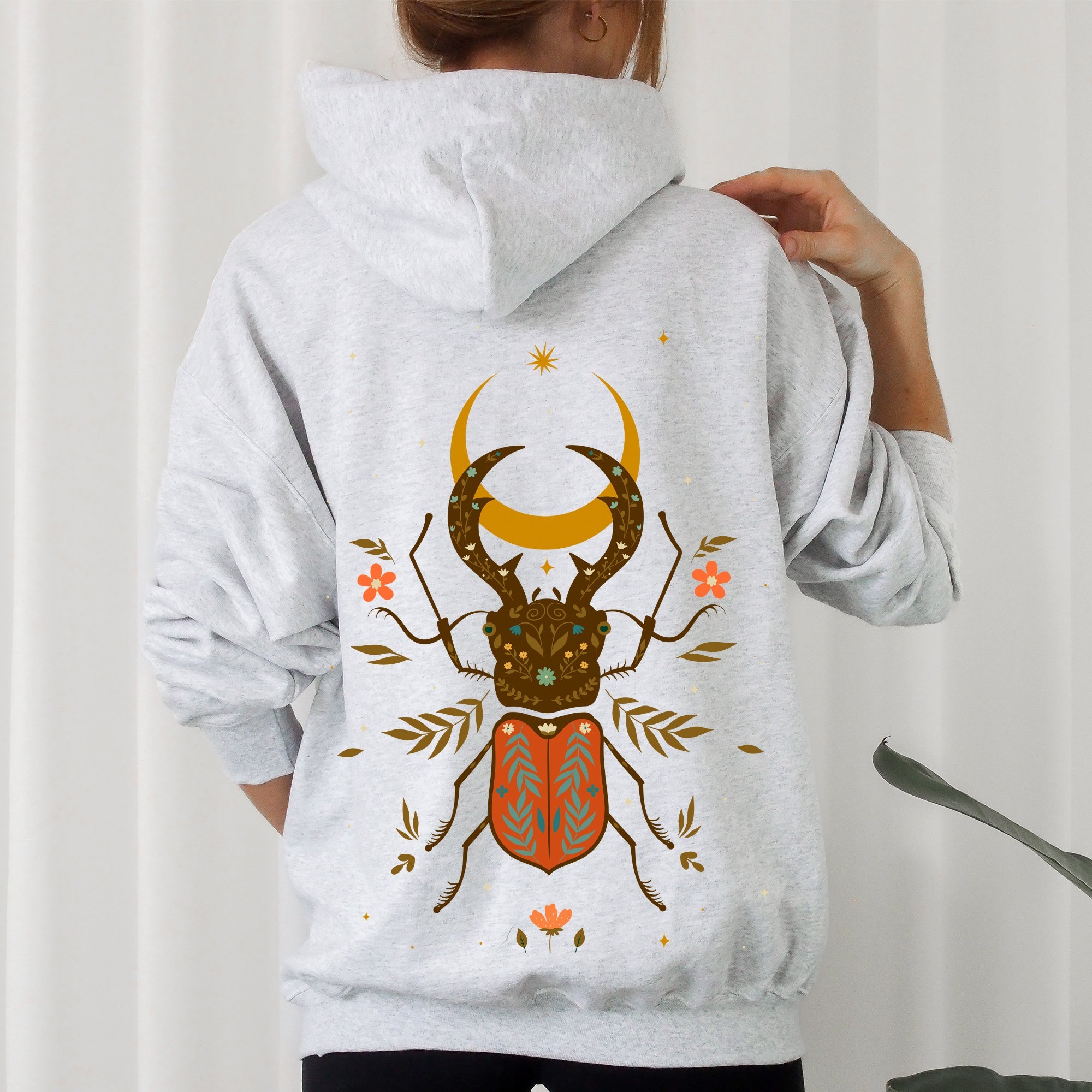 Mystical Animal Fern Botanical Floral Forest Spirit Illustration Artwork Inspired by Night Garden Hoodie