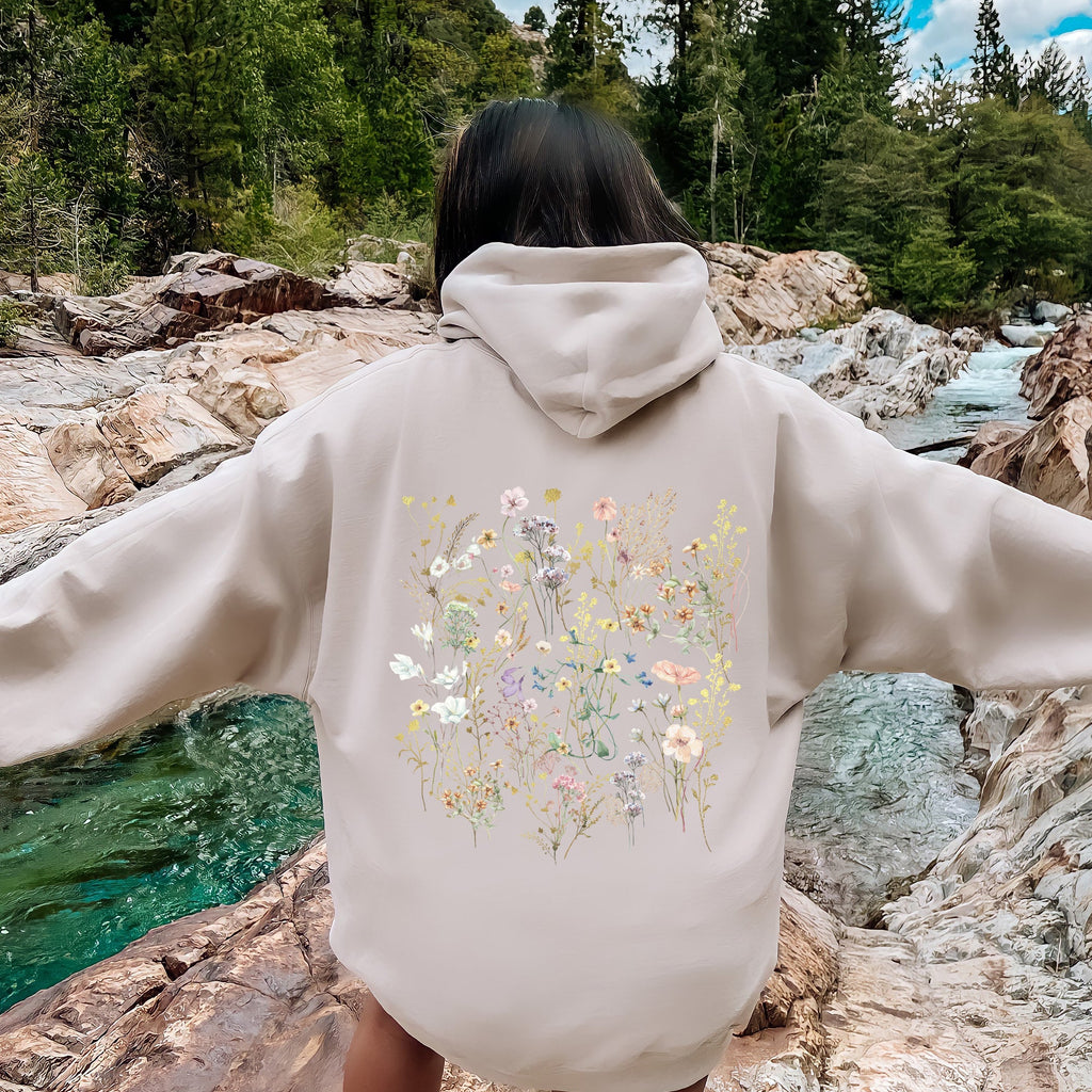 Delicate Wildflowers, Forest Meadow, Pressed Flowers, Botanical Floral Art Graphic Hoodie