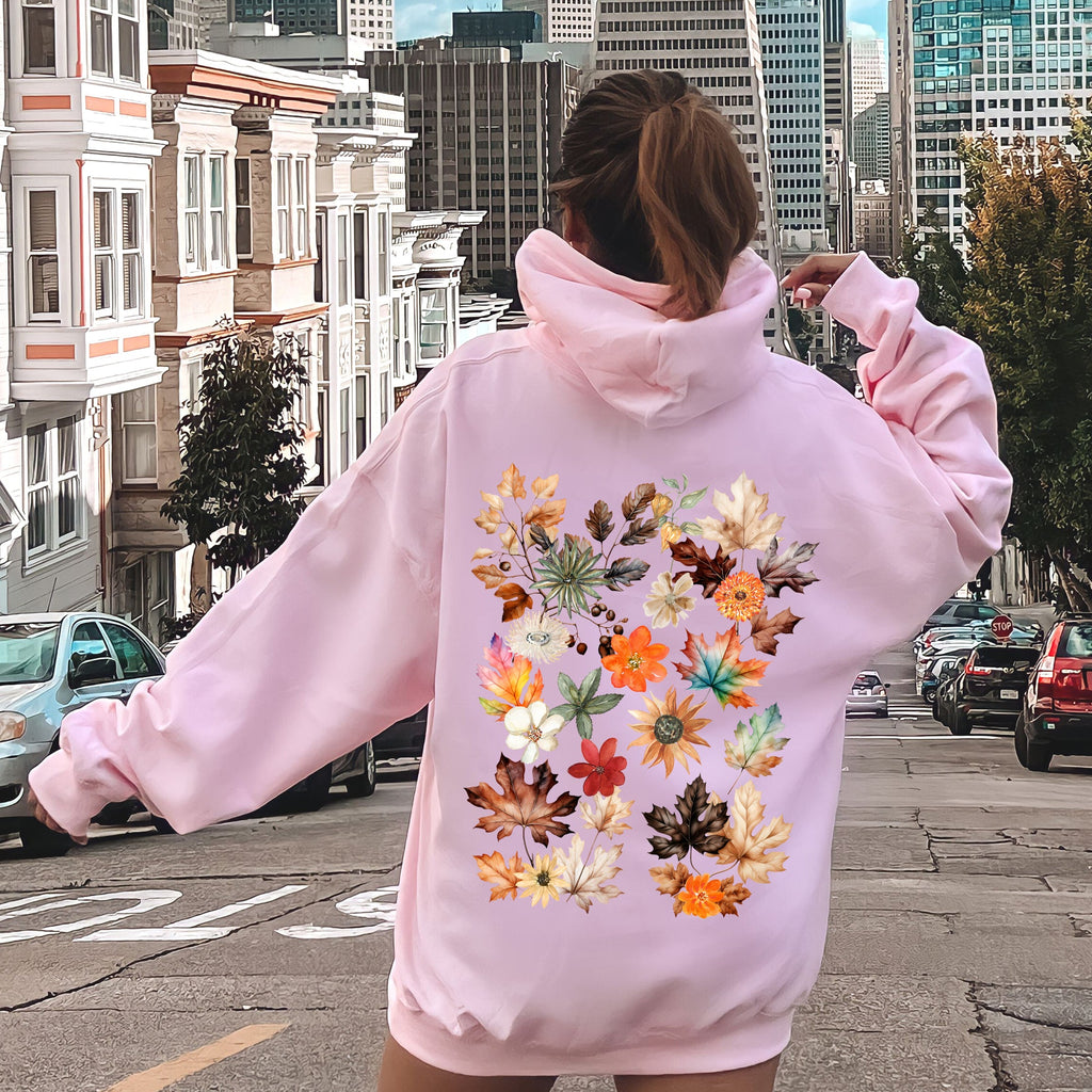 Lush Leaves Artistic Floral Print Graphic Hoodie With Soft Fleece Interior For Cozy Comfort